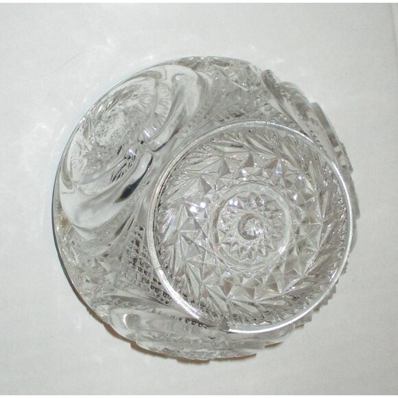 Ornate Cut Glass Gold Trimmed Sugar Bowl with Lid 6 Inches Vintage Glassware Tab - Picture 2 of 9